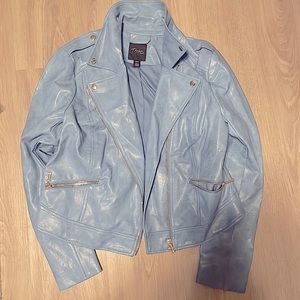 Thalia Sodi Leather Moro Jacket in Light Blue.